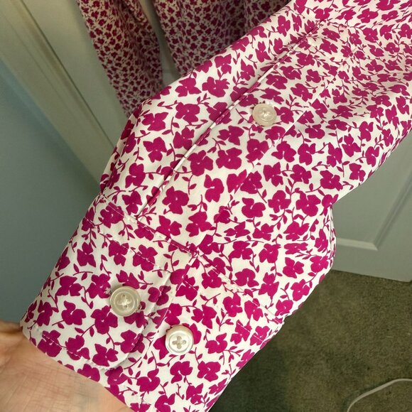 BOSS Hugo Boss Slim Fit Floral Dress Shirt Pink White Long Sleeve Size XL - Picture 5 of 8